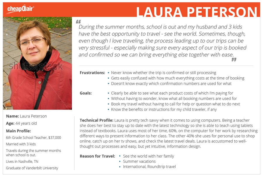 confirmation page user persona