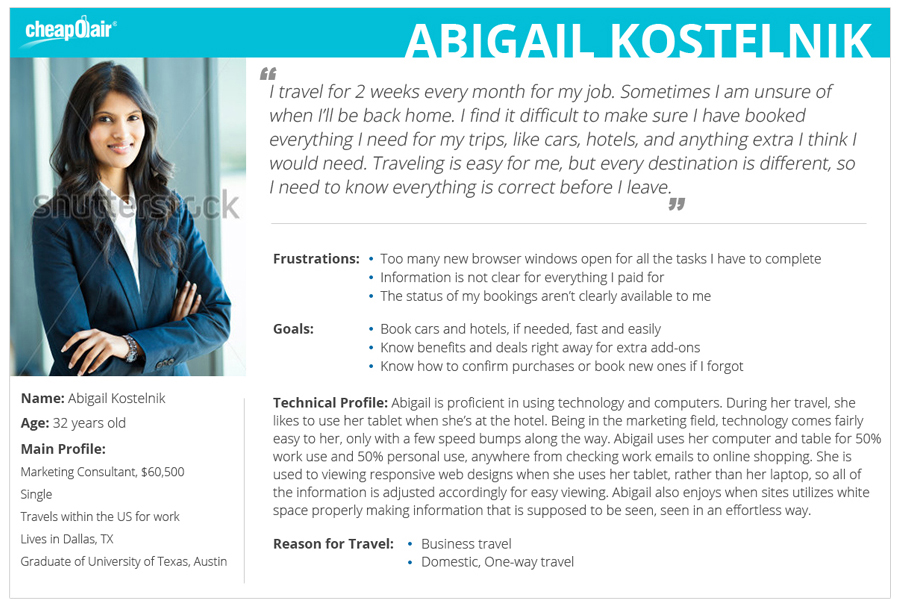 confirmation page user persona