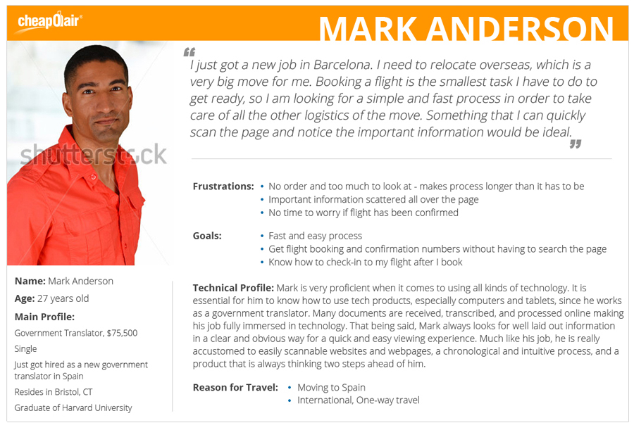 confirmation page user persona